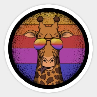 Giraffe Retro Sunset Sticker